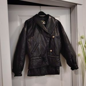 Vintage Neto Black Leather Jacket and Skirt